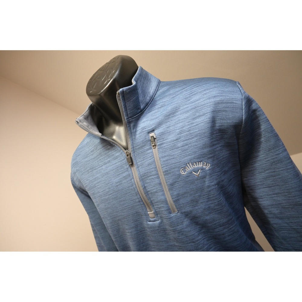 Callaway Quarter Zip Pullover Jacket Mens Medium Blue Heathered Performance EUC